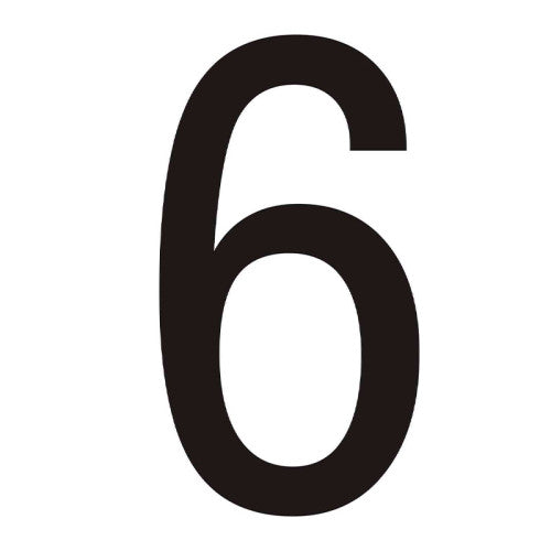 Character '6' - Black Vinyl - 75mm - Pack of 10 - Min Order 2