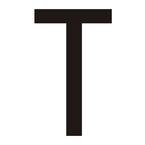 Character 'T' - Black Vinyl - 75mm - Pack of 10