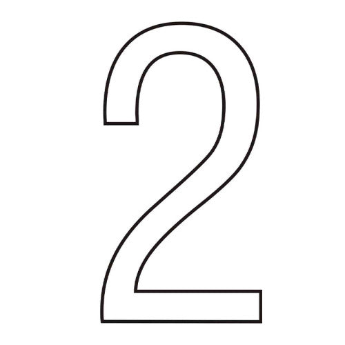 Character '2' - White Vinyl - 50mm - Pack of 10 - Min Order 2
