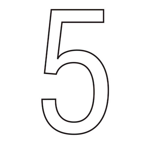 Character '5' - White Vinyl - 50mm - Pack of 10 - Min Order 2