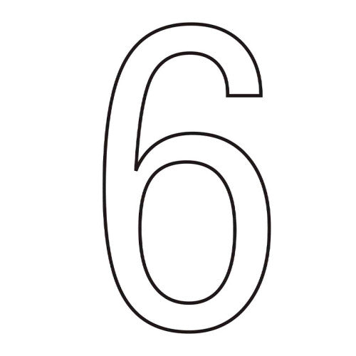 Character '6' - White Vinyl - 50mm - Pack of 10