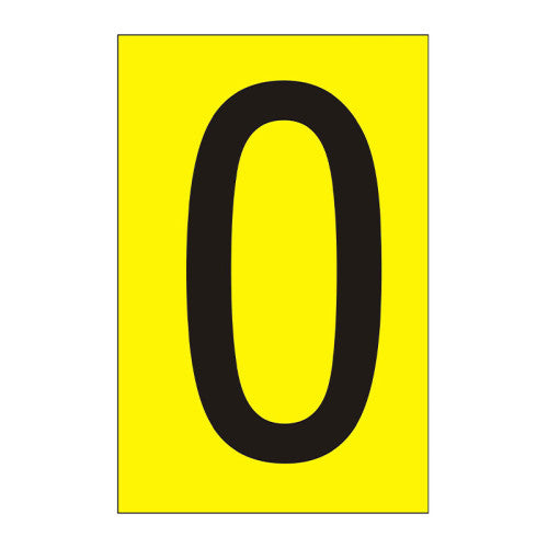 Character '0' - Yellow Vinyl - 50mm - Pack of 10 - Min Order 2