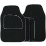 Streetwize Velour Carpet Mat Sets with Coloured Binding - 4 Piece Black With Grey Piping