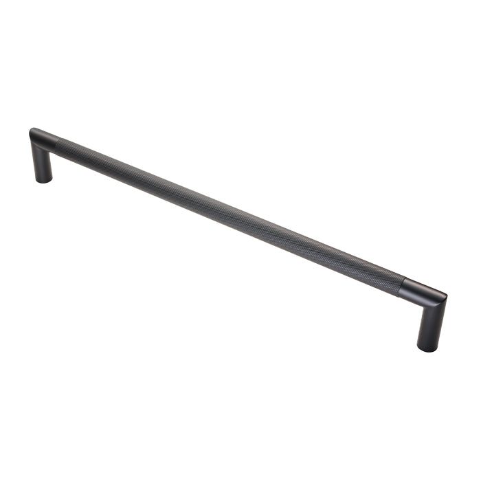 20Mm Dia. Crown Knurled Pull Handle - 450Mm C/C - Bolt Through Fixing - Matt Black