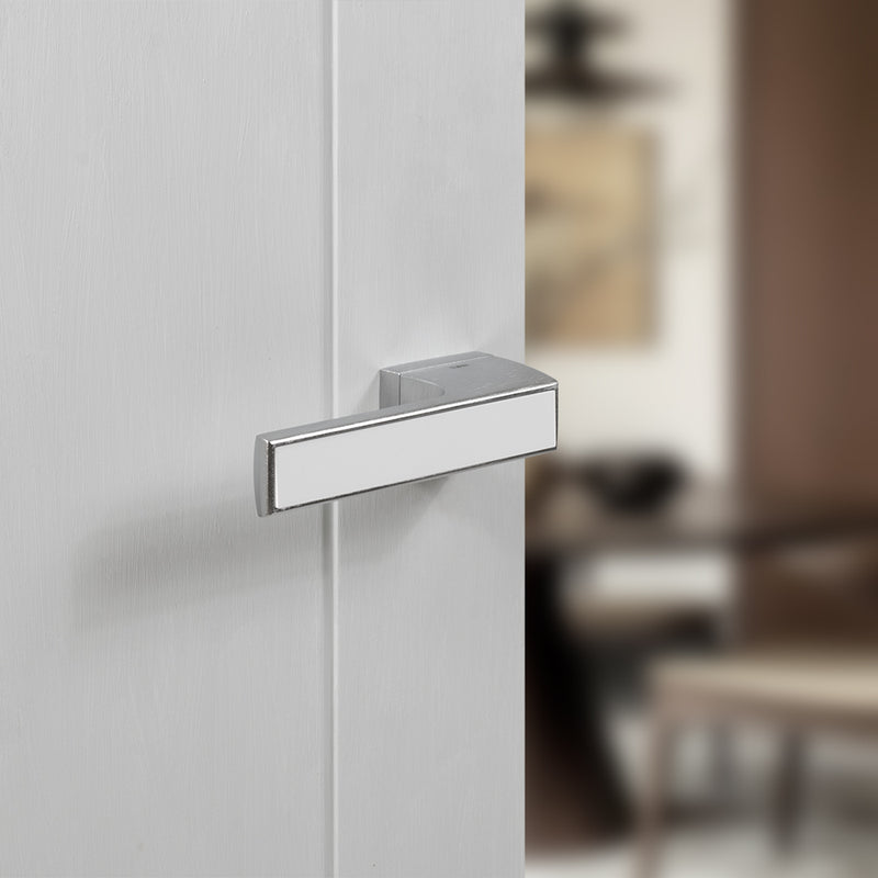 White Decorative Plate - Satin Chrome