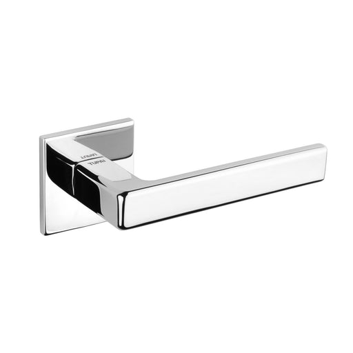 Tupai Rapido 5S Line Portel Lever Door Handle on 5mm Slimline Square Rose - Bright Polished Chrome