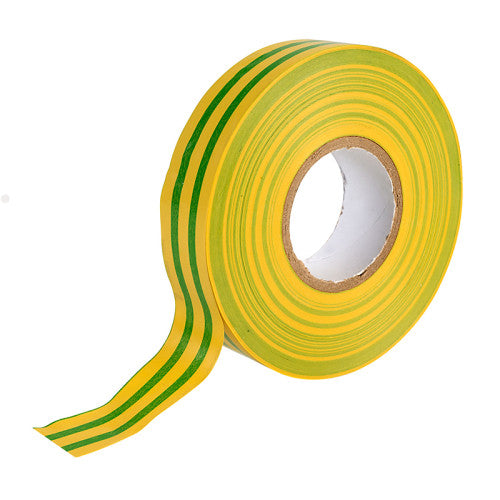19mm x 33m Green/Yellow PVC Tape