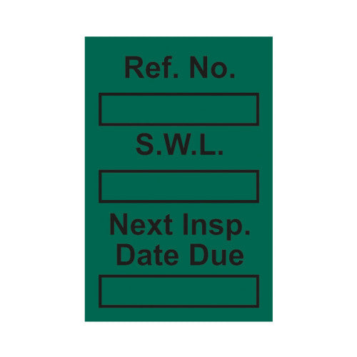 'Safe Working Load' Mini Tag Insert, Green (Pack of 20)