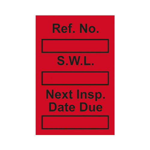 'Safe Working Load' Mini Tag Insert, Red (Pack of 20)