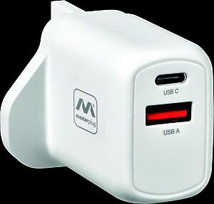 Luceco USB-A and USB-C 30W Mains Charger Plug White