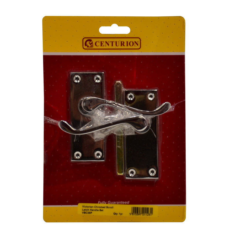 Chromed 'Scroll' Lever Latch Set, 105mm x 40mm