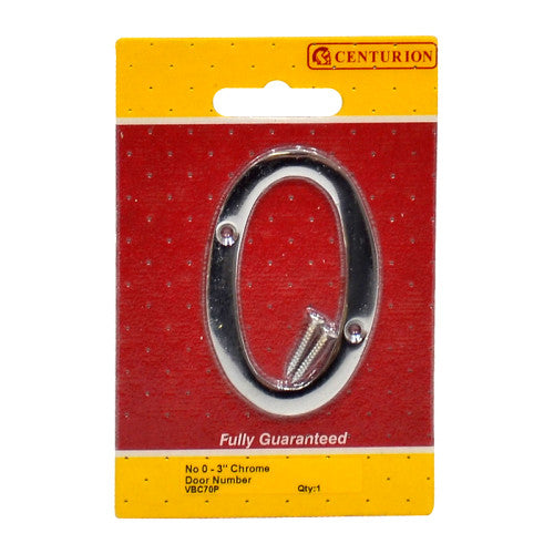 No.0 Chromed Door Numbers and Letters, 75mm