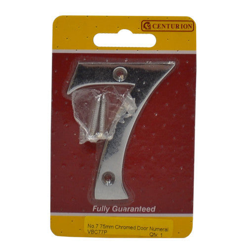 No.7 Chromed Door Numbers and Letters, 75mm