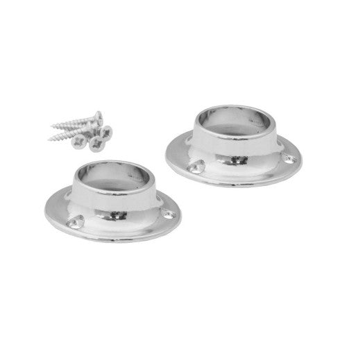19mm (3/4") Wardrobe Rod Sockets - Chrome Plated