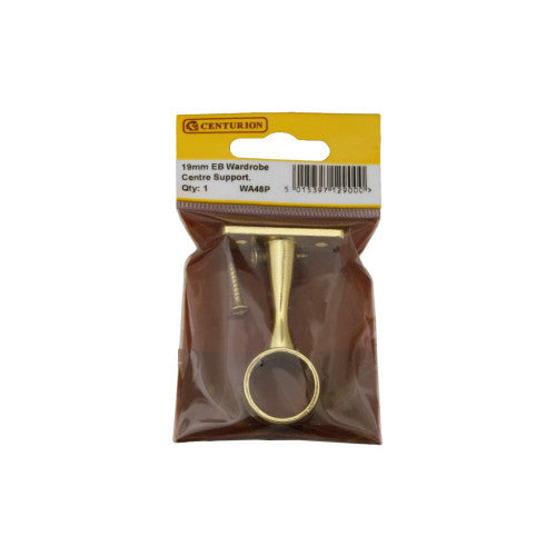 19mm (3/4") Wardrobe Centre Supports - Brass - Pack Qty 1