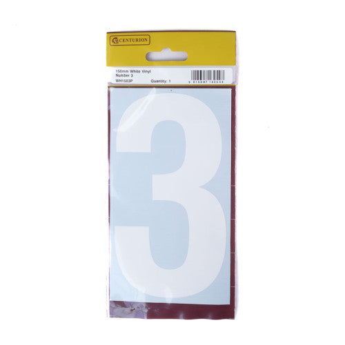 150mm White Self Adhesive Vinyl Number 3