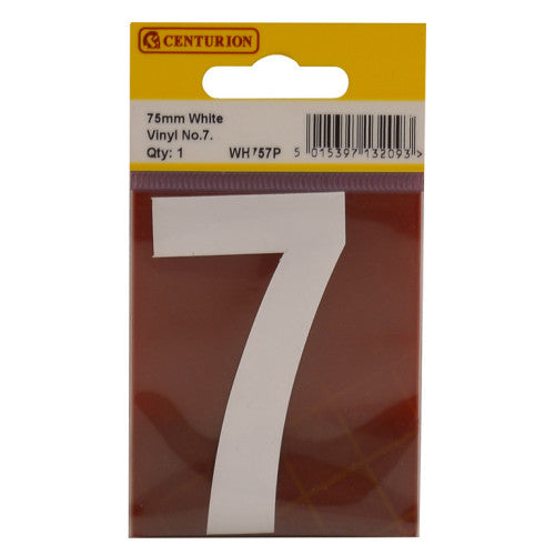 75mm White Helvetica Bold Condensed Style Vinyl Number 7