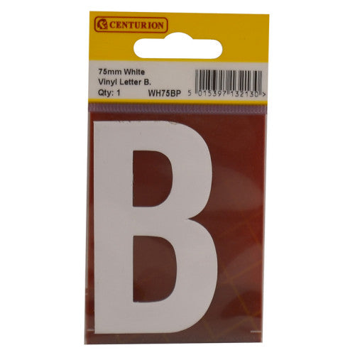 75mm White Helvetica Bold Condensed Style Vinyl Letter B