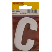 75mm White Helvetica Bold Condensed Style Vinyl Letter C (Pack of 10)