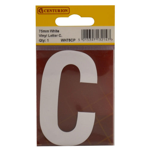 75mm White Helvetica Bold Condensed Style Vinyl Letter C