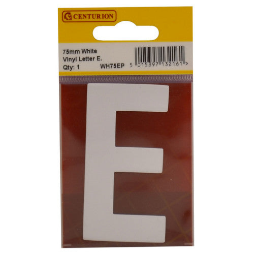 75mm White Helvetica Bold Condensed Style Vinyl Letter E