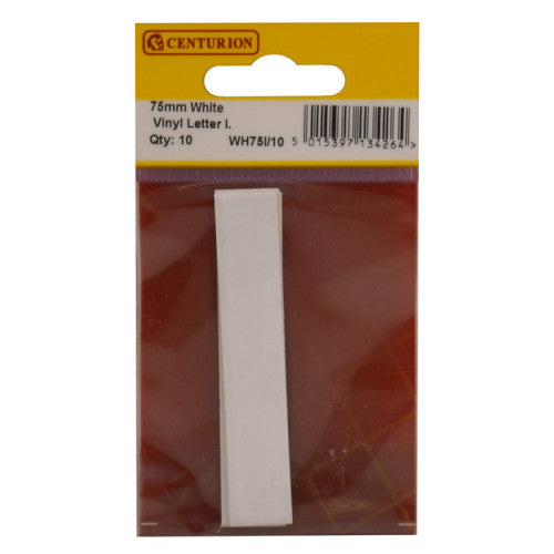 75mm White Helvetica Bold Condensed Style Vinyl Letter I (Pack of 10)