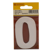 75mm White Helvetica Bold Condensed Style Vinyl Letter O (Pack of 10)