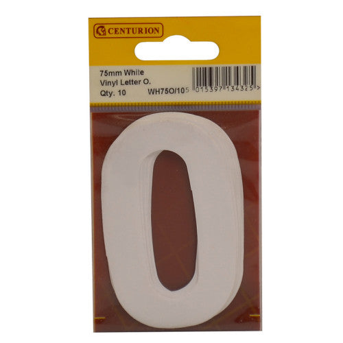75mm White Helvetica Bold Condensed Style Vinyl Letter O (Pack of 10)