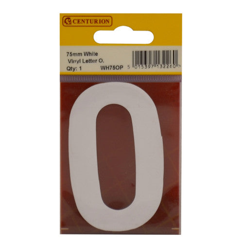 75mm White Helvetica Bold Condensed Style Vinyl Letter O