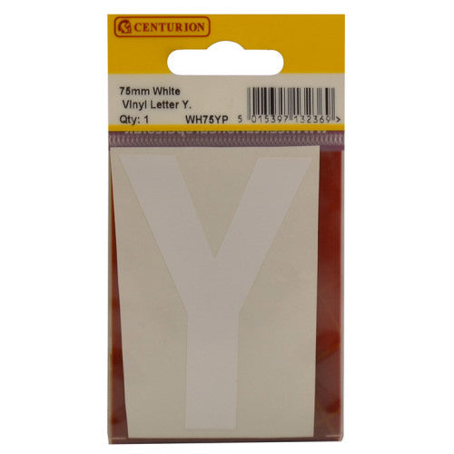 75mm White Helvetica Bold Condensed Style Vinyl Letter Y
