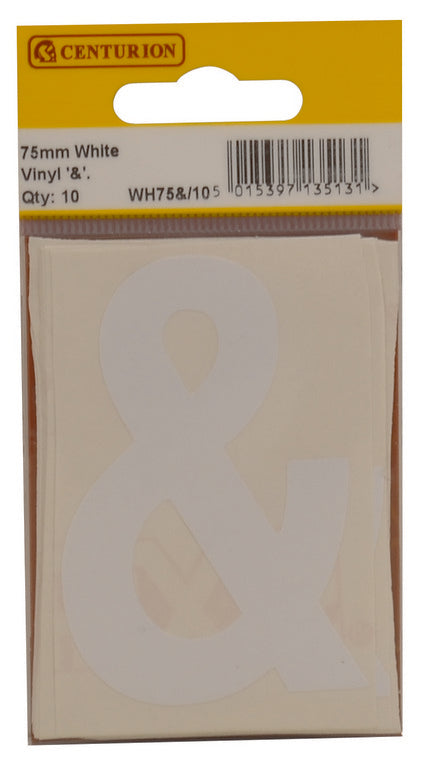75mm White Helvetica Bold Condensed Style Vinyl Letter & - Pack of 10