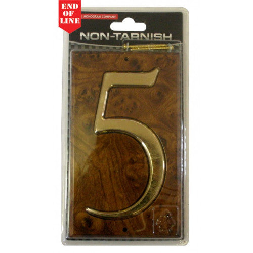 Walnut/Gold Numbered Plaque 5 - Min Order 4
