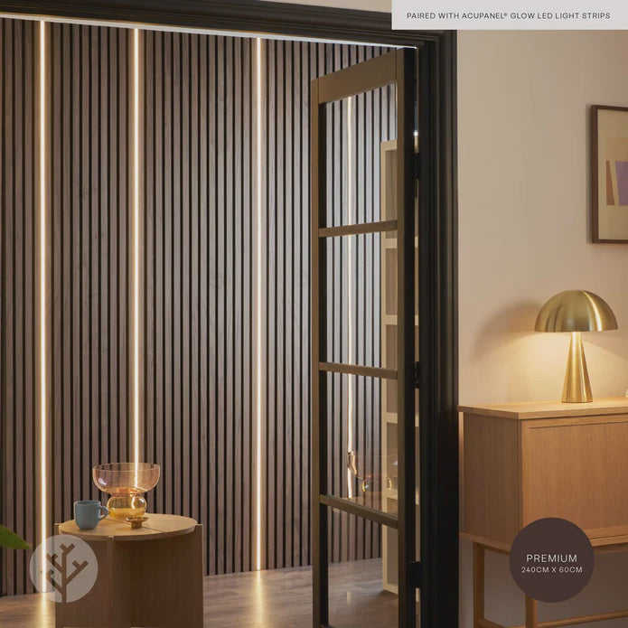 ACUPANEL Acoustic Slat Wall Panels Walnut ( OILED FINISH ) 2400mm x 600mm