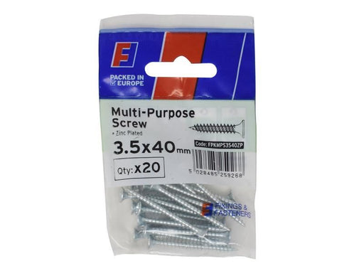ForgeFix Multi-Purpose Pozi Screw CSK ST ZP 3.5 x 40mm ForgePack 20 ForgeFix - RockBottom Northampton