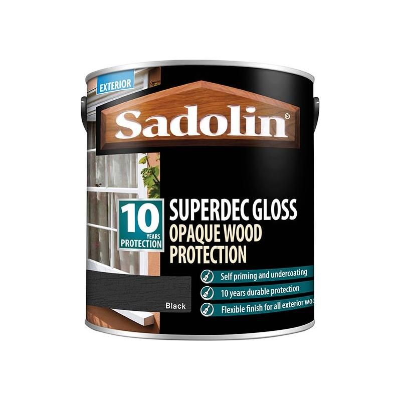 Sadolin Superdec Opaque Wood Protection Black Gloss 2.5 litre Sadolin - RockBottom Nothampton