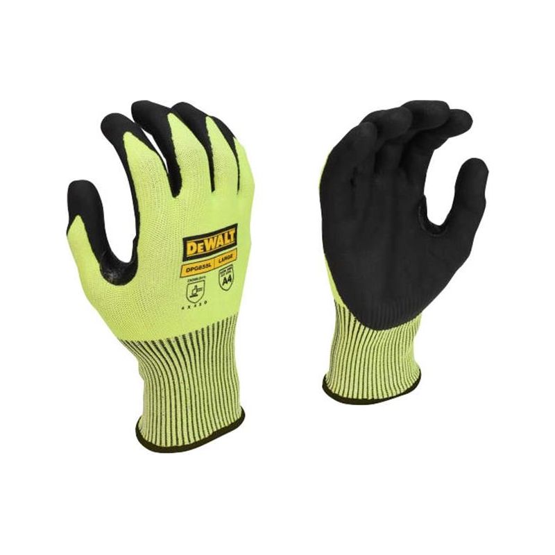 Dewalt Power Tools Hi-Vis Cut D Grip Gloves - L (Size 9) DeWALT Power Tools - RockBottom Northampton