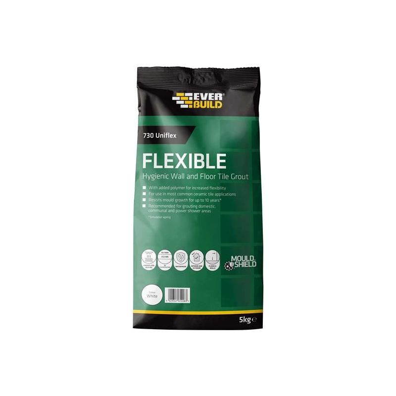 Everbuild Sika 730 Uniflex Hygienic Tile Grout White 5kg Everbuild Sika - RockBottom Northamptin