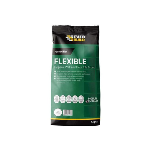 Everbuild Sika 730 Uniflex Hygienic Tile Grout White 5kg Everbuild Sika - RockBottom Northamptin