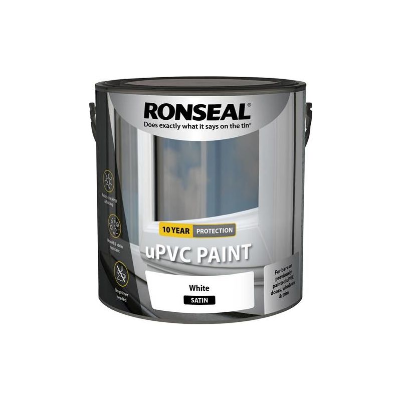 Ronseal uPVC Paint White Satin 2.5 litre Ronseal - RockBottom Nothampton