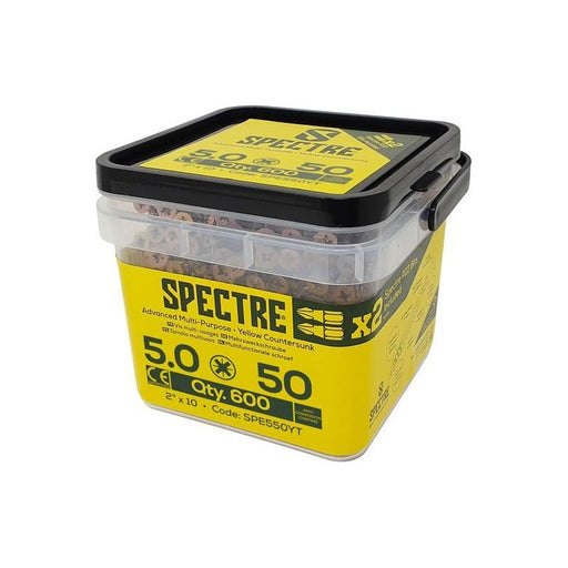 Forgefix Spectre™ Pozi Compatible Wood Screw CSK ZYP 5.0 x 50mm Tub 600 ForgeFix - RockBottom Northampton