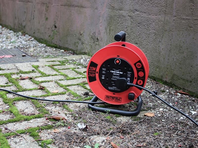 Faithfull Power Plus Open Cable Reel 240V 20m 13A 4 Socket (1.25mm Cable) Faithfull Power Plus - RockBottom Northampton
