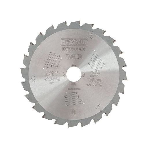 Dewalt Power Tools Series 60 Circular Saw Blade 216 x 30mm x 24T ATB/Neg DeWALT Power Tools - RockBottom Northampton