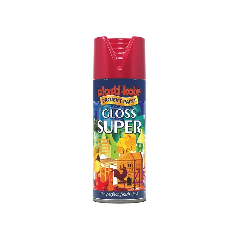 Plastikote Gloss Super Spray Bright Red 400ml PlastiKote - RockBottom Nothampton
