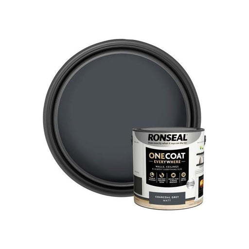 Ronseal One Coat Everywhere Interior Paint Charcoal Grey Matt 2.5 litre Ronseal - RockBottom Nothampton