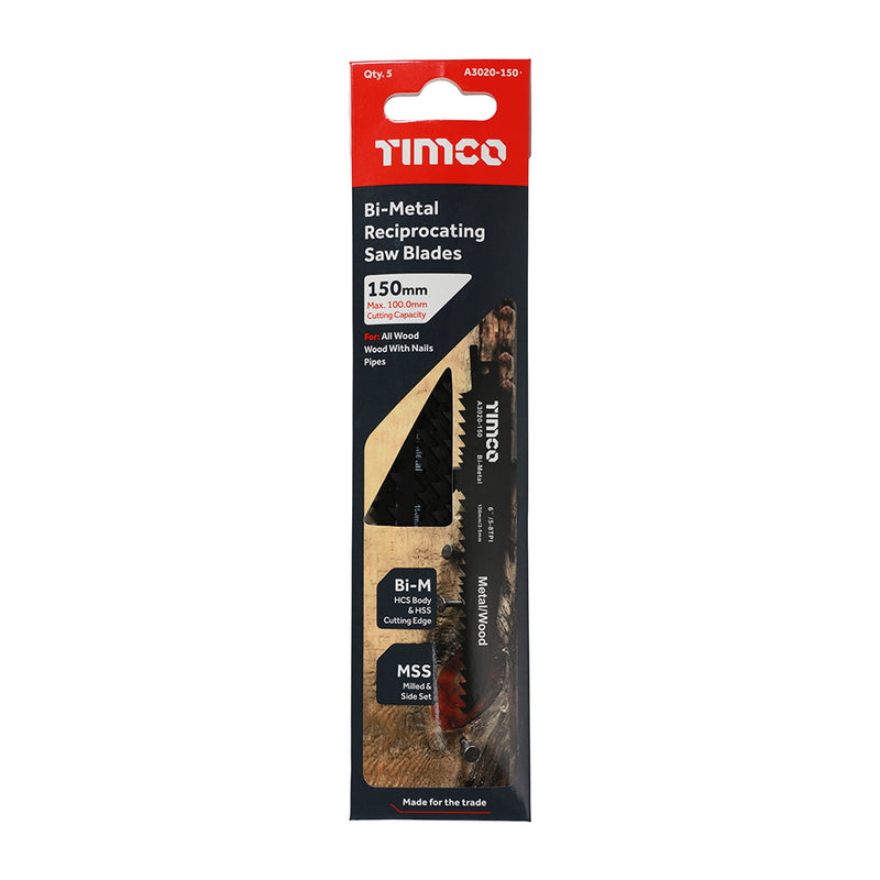 TIMCO Reciprocating Saw Blades Wood with Nails Cutting Bi-Metal