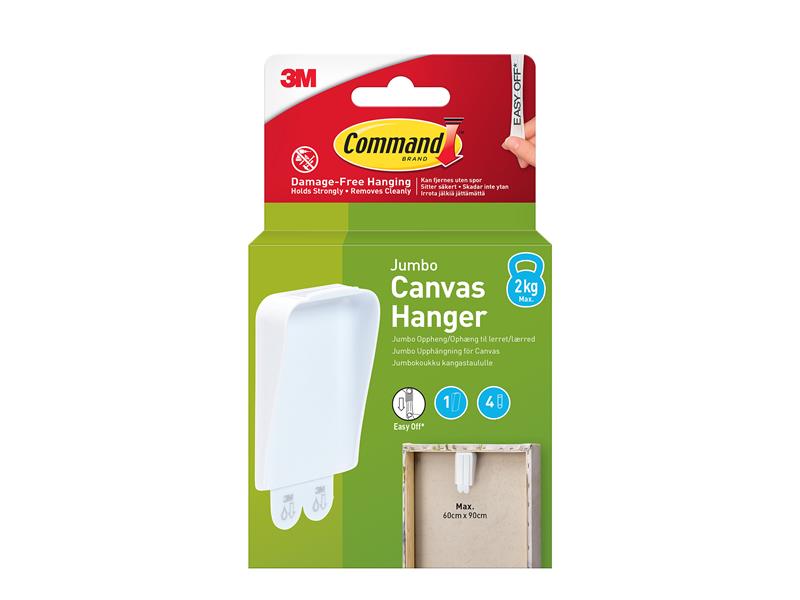 Command™ Jumbo Canvas Hanger (1 Hook + 2 Strips)