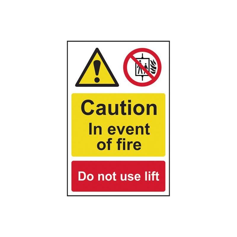 Scan Caution Event of Fire Do Not Use Lift - PVC Sign 200 x 300mm Scan - RockBottom Nothampton
