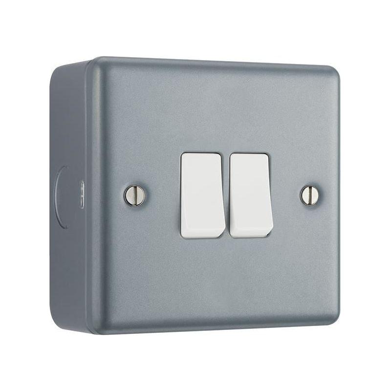 Masterplug Metal Clad 2-Gang 2-Way Light Switch Masterplug - RockBottom Northampton