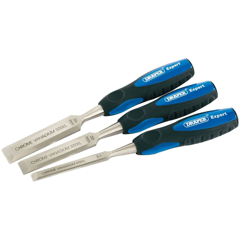 Draper Draper Expert Soft Grip Bevel Edge Wood Chisel Set, 150mm (3 Piece) Draper - Town Tools