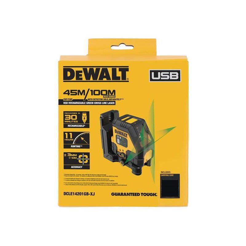 Dewalt Power Tools DCLE14201 USB Cross Line Green Beam Laser DeWALT Power Tools - RockBottom Northampton